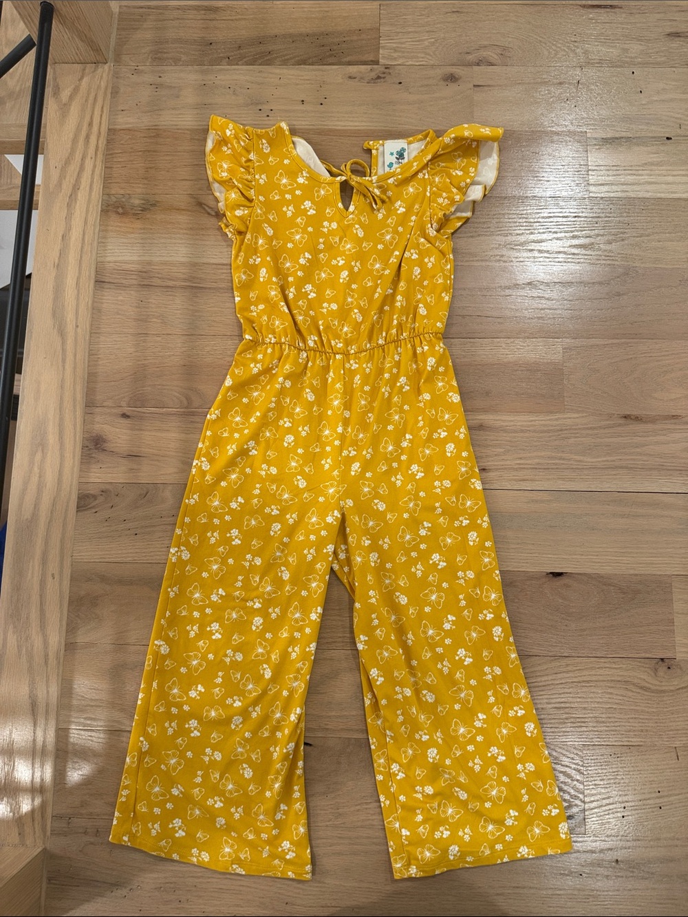 Lily Bleu Mustard Floral Romper with Ruffle Shoulders